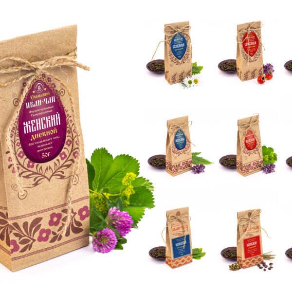 Дизайн этикеток и упаковки иван-чая от компании «Медведь»